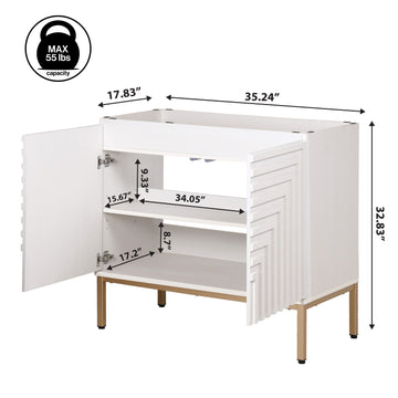 Rowan Geometric Modern Transitional 2-Shelf Bath Vanity Cabinet Only (Sink Basin Not Included)
